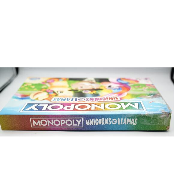 Monopoly Unicorns Vs Llamas Board Game Hasbro Used Complete Damaged Box - Picture 5 of 6